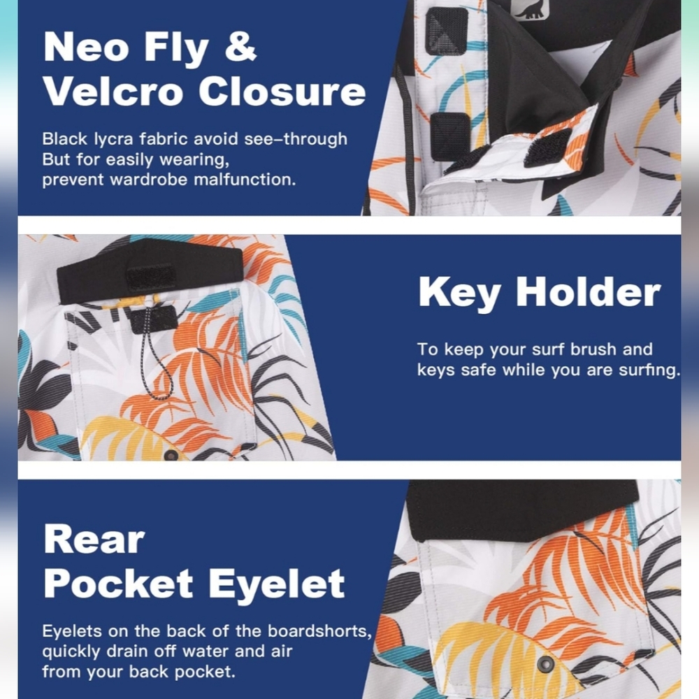 SURF CUZ Men's Beach Short 4-Way Stretch - Picture 4 of 7